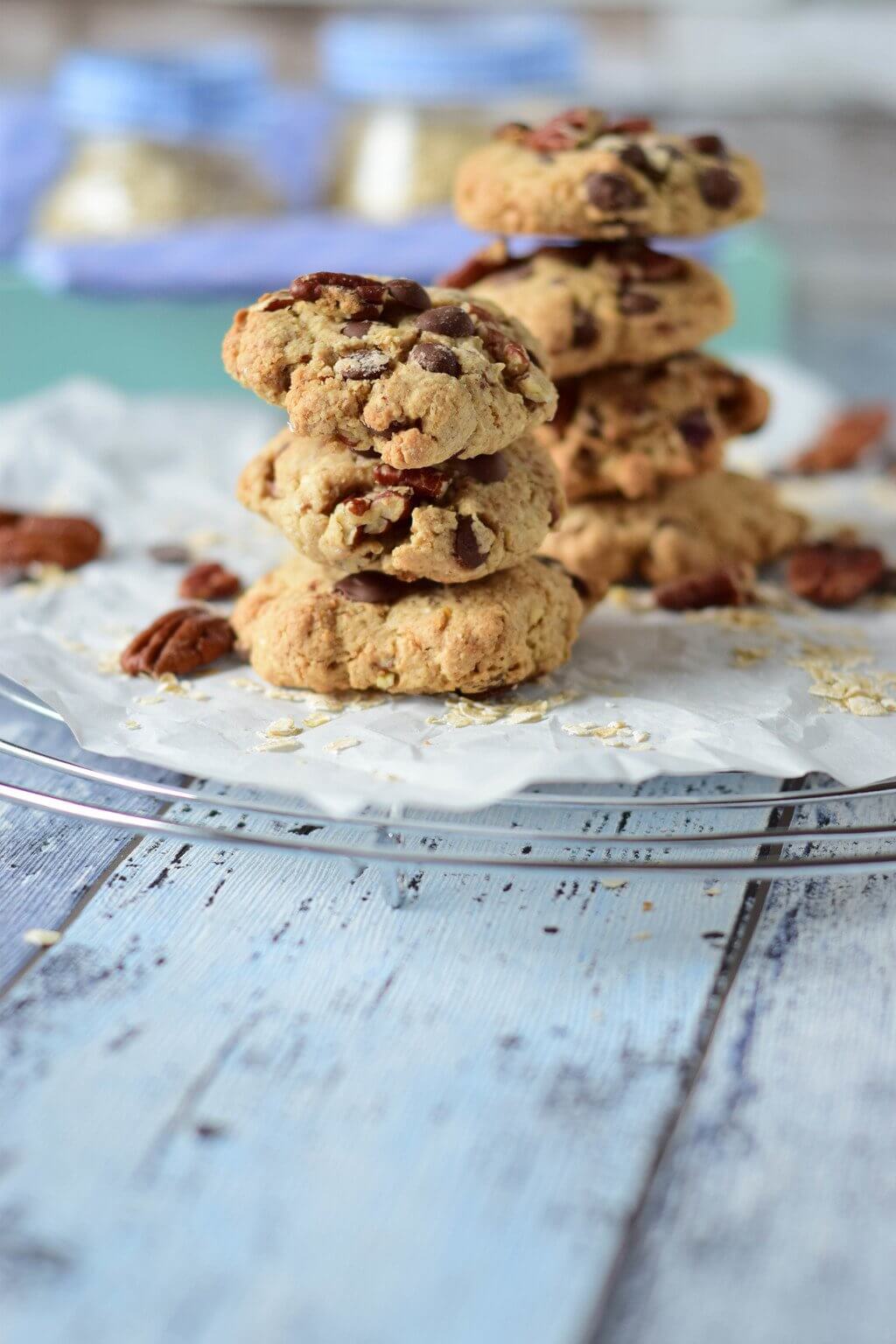 Rezept für Hafermehl - superleckere Cookies mit Pecannüssen