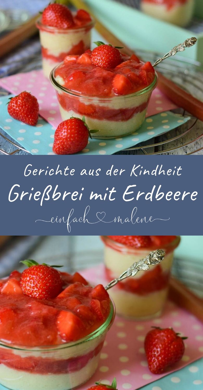 Cremiger Grießbrei wie bei Oma - mit Erdbeer Rhabarber Kompott