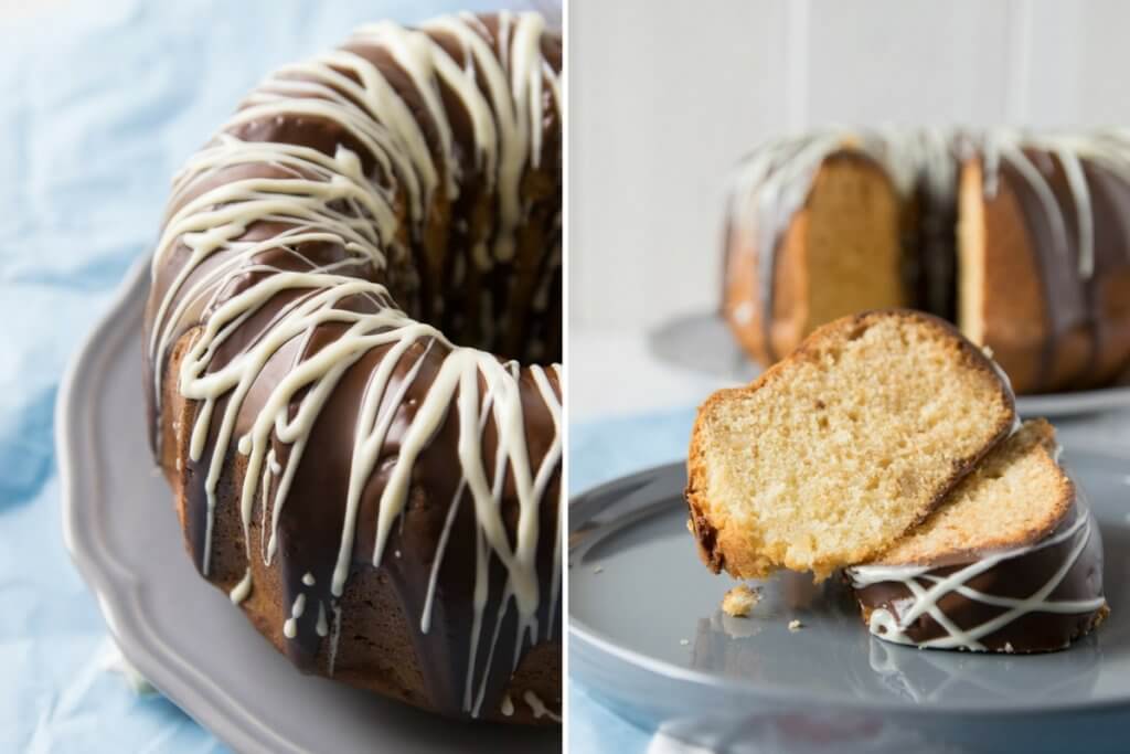 Kuchen mit Marzipan und Schokolade