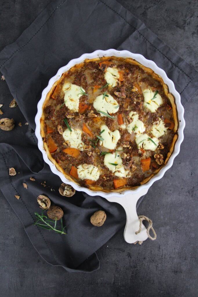 Perfekt für alle die es unkompliziert mögen - Rezept für Kürbistarte mit Hackfleisch