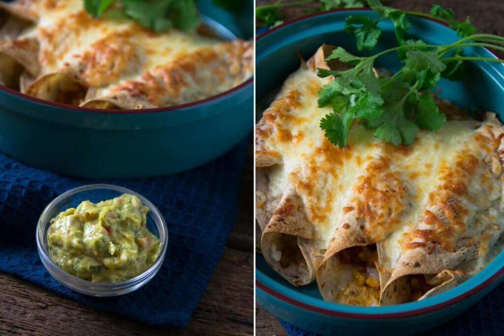 Burritos mit Geflügelfleisch und frischer Guacamole