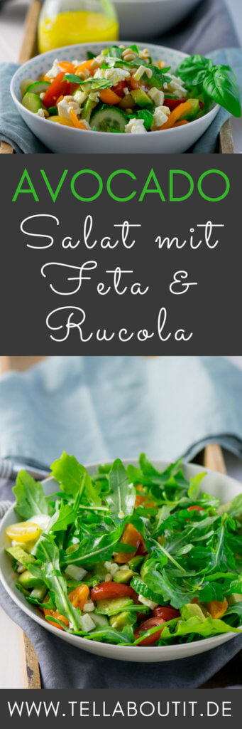 Dieser schnell gemachte Salat ist echtes Power Food. Denn er ist gesund & lecker und der Avocado Feta Salat mit Rucola macht satt und schmeckt absolut köstlich. Du brauchst weder viele Zutaten, noch viel Zeit für die Zubereitung. Probiere das Rezept am liebsten direkt aus und überzeuge dich selbst.