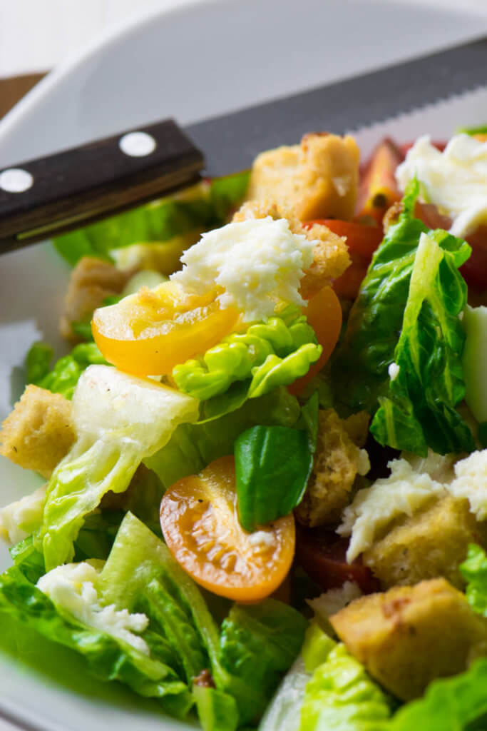 Sehr lecker und super einfach zuzubereiten - Brotsalat mit Mozzarella 