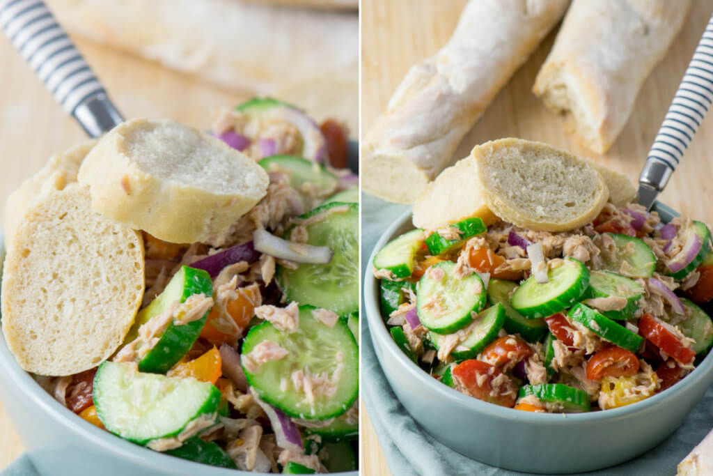 Leckerer Thunfisch Salat mit schneller Honig Senf Vinaigrette