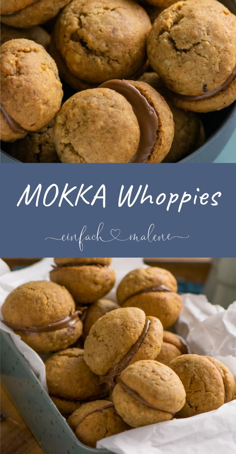 Mokka Whoopies - diese saftigen Doppelkekse stecken voller Nüsse und Nougat