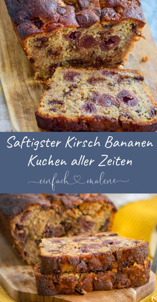 Und warum das Rezept für den Bananen Kuchen mit Kirschen ein echter Geheimtipp ist, verrate ich dir gerne! Das Rezept für den saftigsten KIBA Kuchen aller Zeiten ist wirklich easy und du brauchst nur wenige Zutaten. Es steckt neben reifer Banane, etwas braunem Zucker und Schattenmorellen aus dem Glas noch eine Menge gemahlener Haselnusskerne im Kuchenteig. Die Schokoladen Chips toppen dann alles. Wenn du keine Chocolate Chips im Schrank vorrätig hast, dann kannst du auch Zartbitter Schokolade verwenden und diese grob hacken.