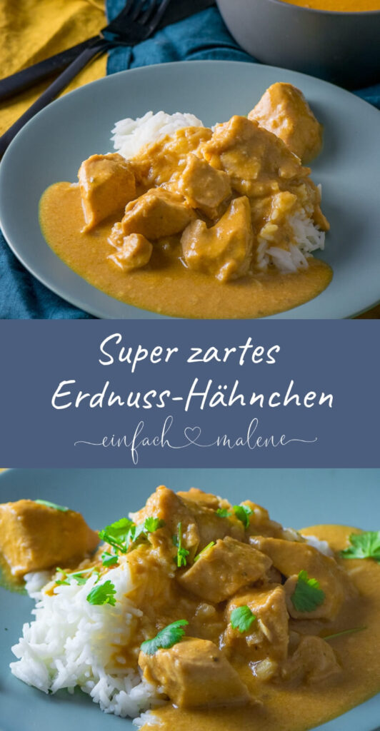 Zartes Erdnuss-Hähnchen aus dem Slowcooker. Es ist super einfach zubereitet und schmeckt absolut genial. Das Erdnuss-Hähnchen aus dem Slowcooker ist mega zart und eines meiner liebsten Rezepte.