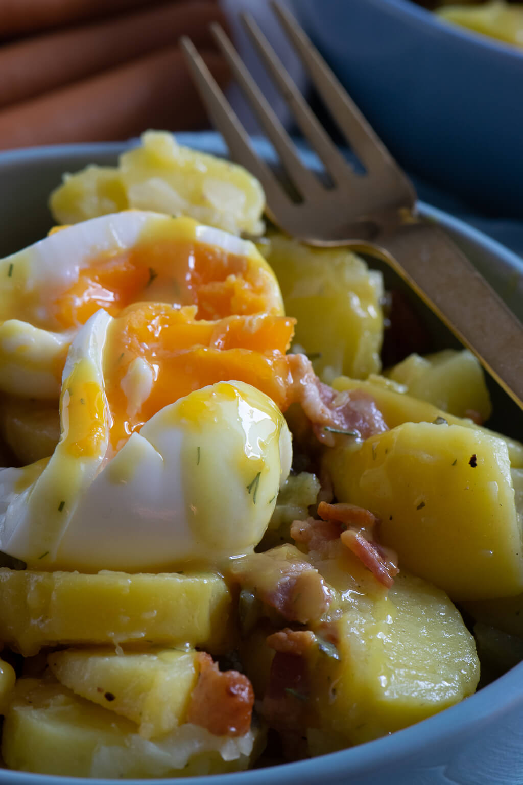 Einfacher Kartoffelsalat mit Röstzwiebeln &amp; Honig Senf Sauce - Einfach ...