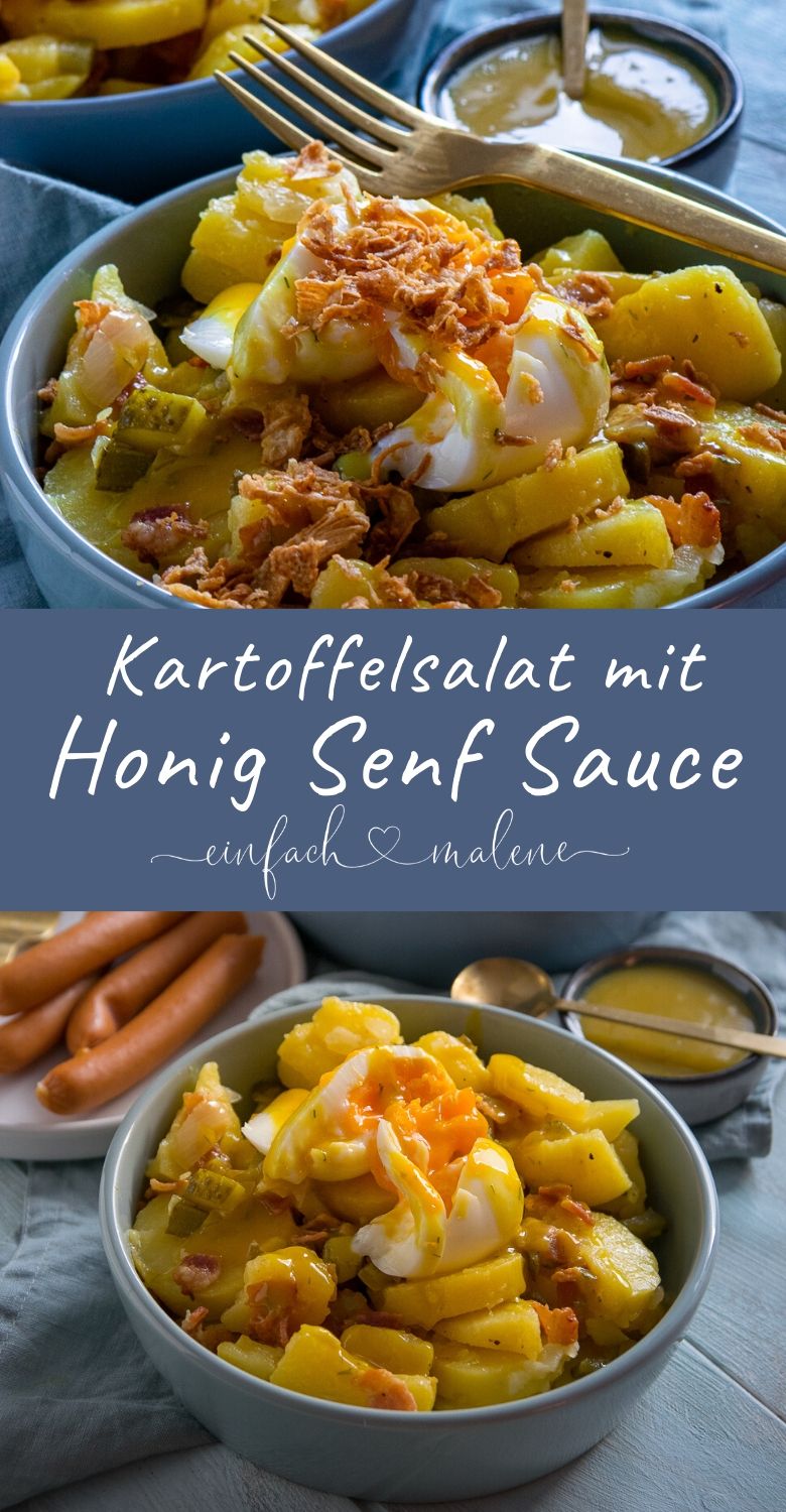 Kartoffelsalat mit Röstzwiebeln und Honig Senf Soße