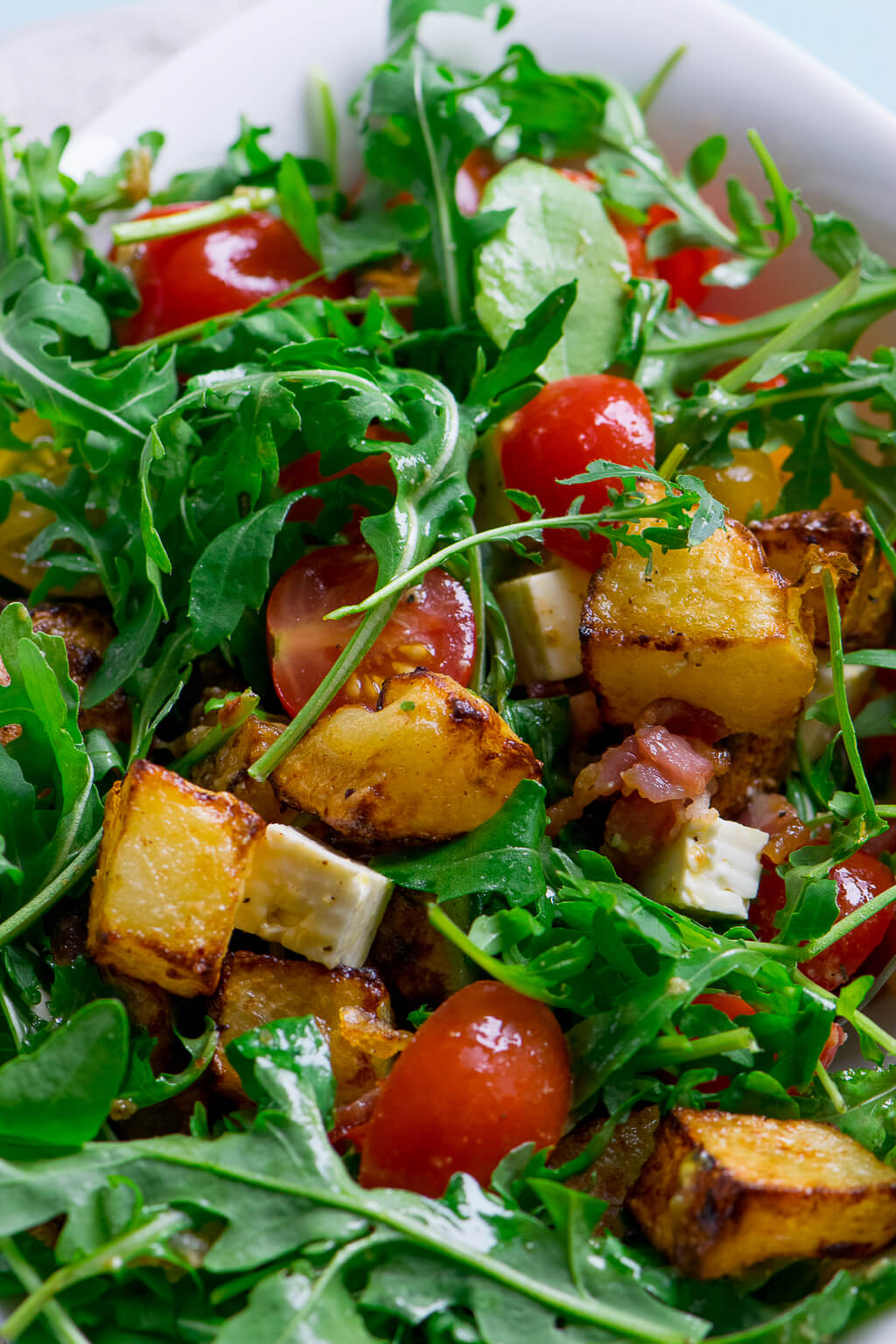 Lauwarmer Honig Senf Röstkartoffel Salat mit Rucola und Speck - Einfach ... Lauwarmer Honig Senf Röstkartoffel Salat mit Rucola und Speck - Einfach ...