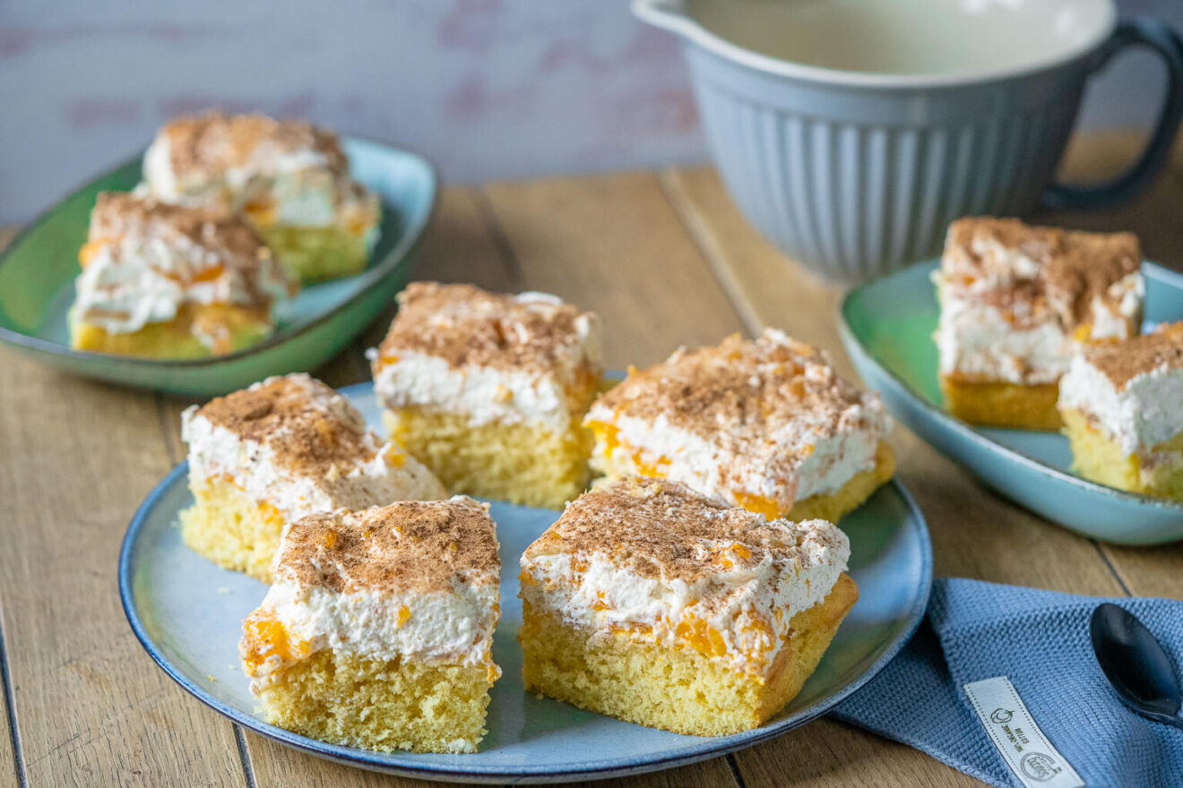 Fantakuchen mit Mandarinen - Schmandkuchen vom Blech - Einfach Malene