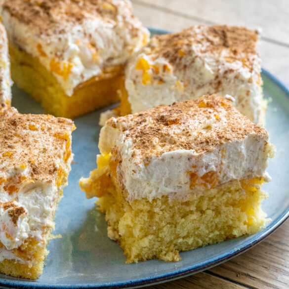 Fantakuchen mit Mandarinen - Schmandkuchen vom Blech - Einfach Malene