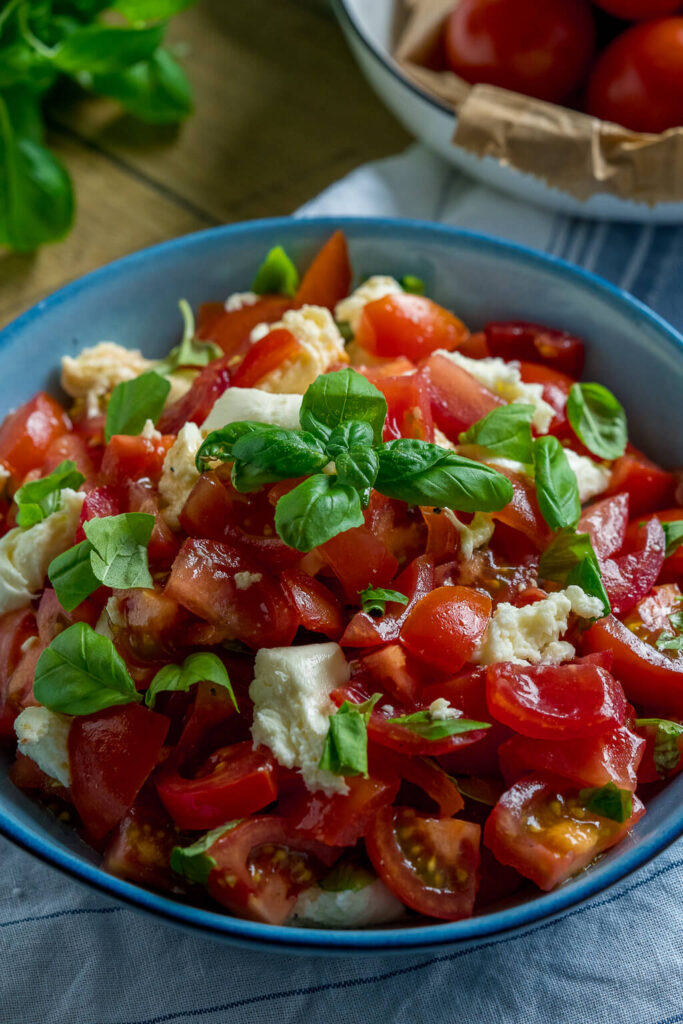 Tomatensalat mit Mozzarella und Basilikum