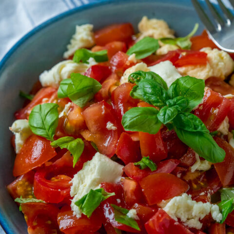 Tomatensalat mit Mozzarella und Balsamico Dressing