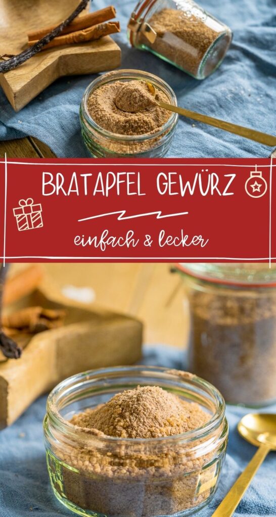 Leckeres Weihnachtsgewürz aus braunem Rohrzucker, Zimt, Nelken, Vanille, Anis, Muskatnuss und Kardamom - ideal zum Backen oder als Geschenk in der Weihnachtszeit #gewürzmischung #weihnachten #bratapfel #geschenkeausderküche #adventsgeschenke