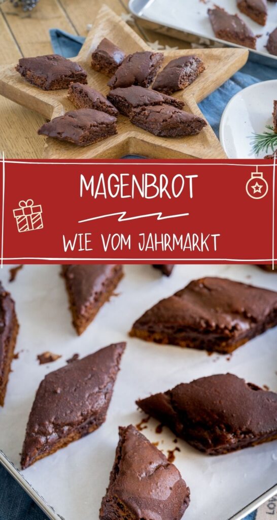 Magenbrot kennt man vom Jahrmarkt, Hamburger Dom oder Volksfesten. Es ist so lecker und schmeckt nach frischen Lebkuchen. Perfekt für die Vorweihnachtszeit #weihnachten #traditionellerezepte #lebkuchen #lebkuchengewürz #backen #kekse #zimt