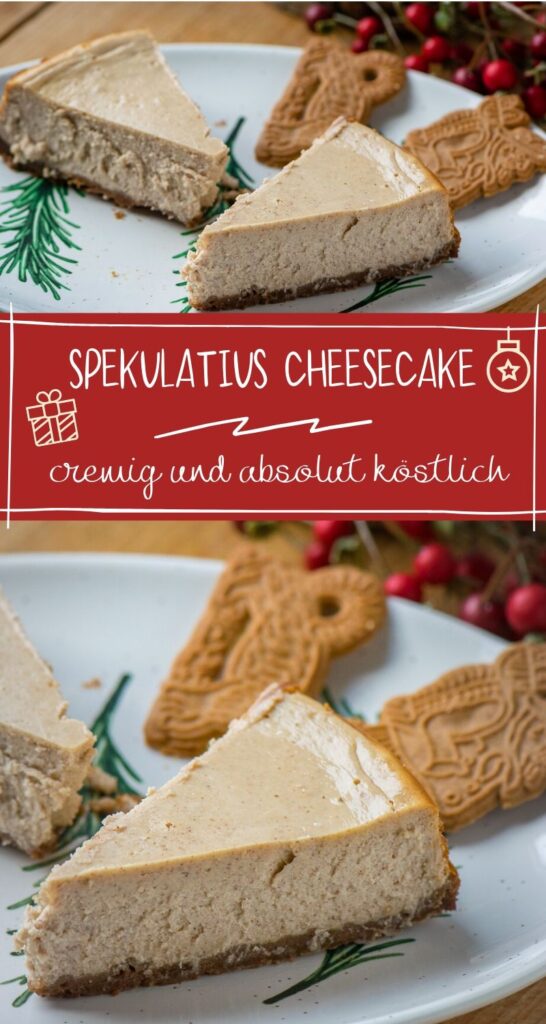 Cremiger Käsekuchen mit Frischkäsefüllung und leckerem Spekulatius Boden. Rezept ist eine Abwandlung des New York Cheesecake und einfach mega lecker. #käsekuchen #cheesecake #weihnachten
