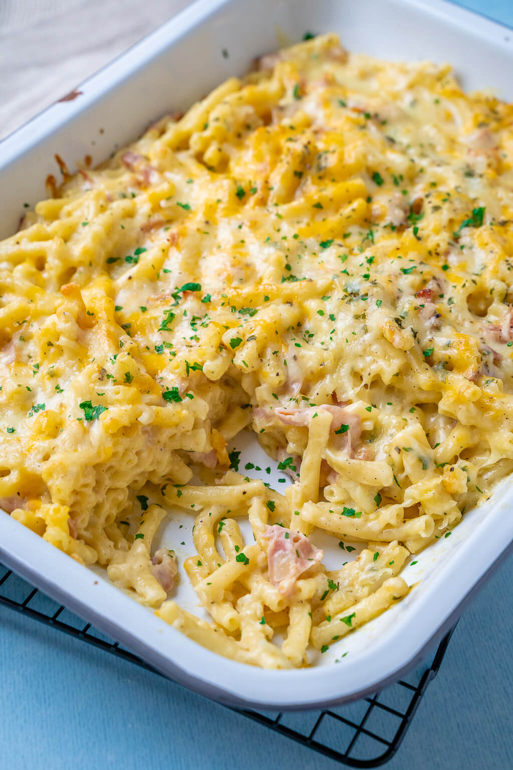 Käse Schinken Makkaroni aus dem Backofen - genialer Nudelauflauf mit ...