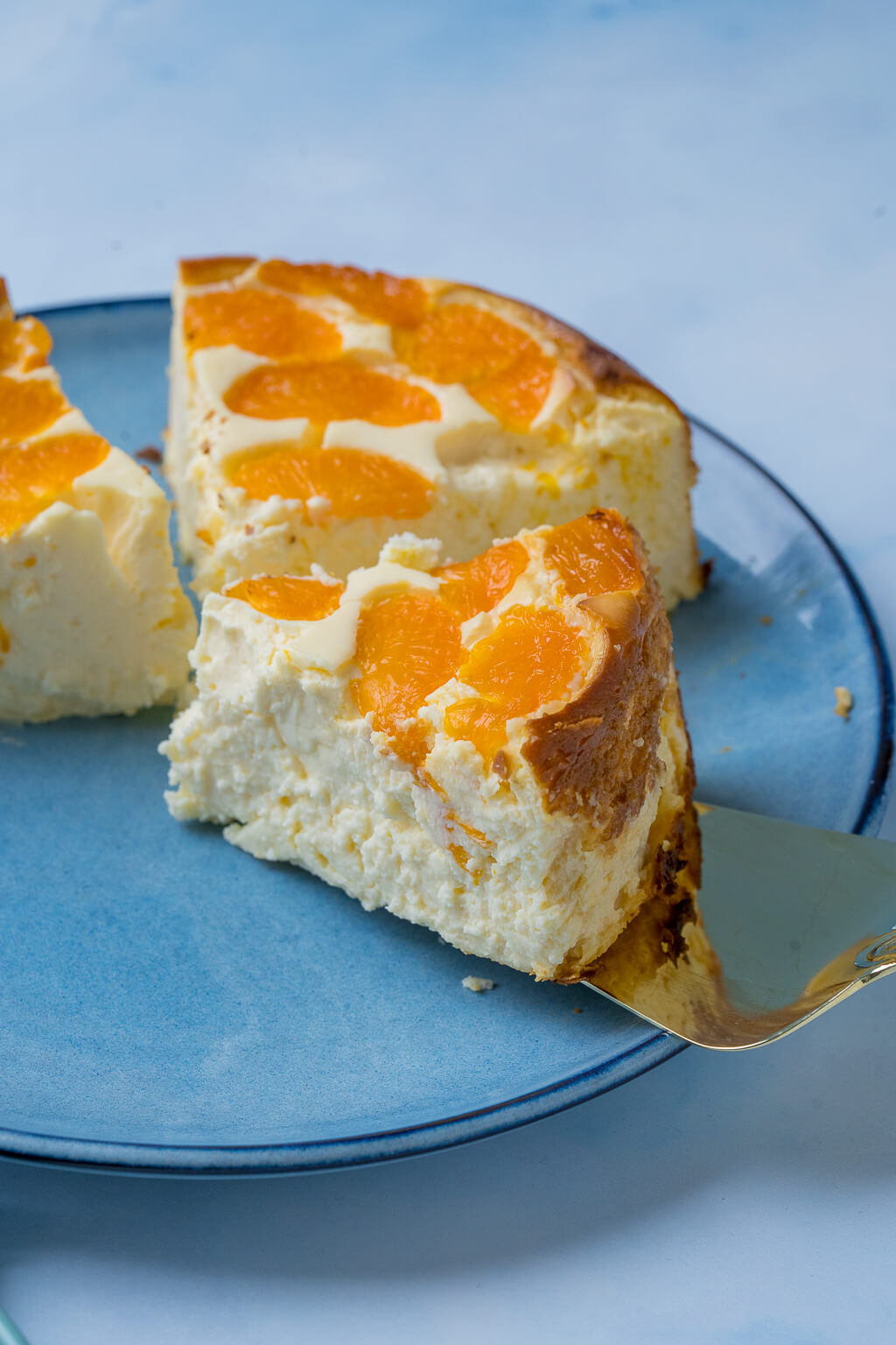 Cremiger 10 Minuten Quark Käsekuchen mit Mandarinen ohne Boden