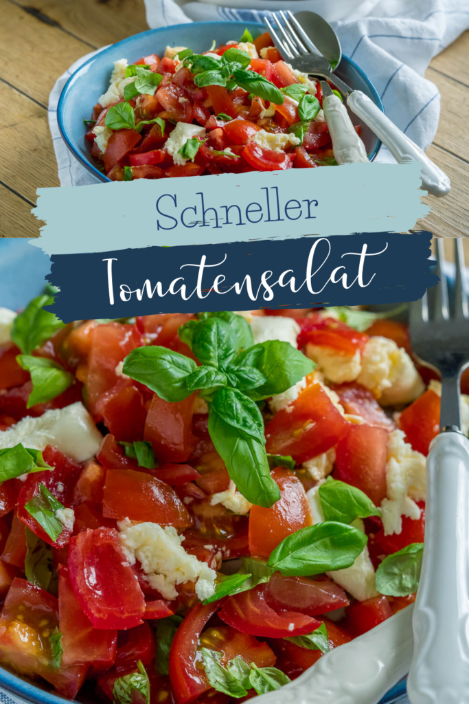 Ruck Zuck Tomatensalat - Mein bester und schnellster Tomatensalat mit Mozzarella und dem perfekten Balsamico Dressing - perfekt als (Grill)-Beilage oder als Mahlzeit an heißen Tagen. Der Tomatensalat ist super erfrischend und lässt sich auch wunderbar vegan zubereiten. #salate #tomaten #veggie #salat #sommerrezepte #einfach #dressing