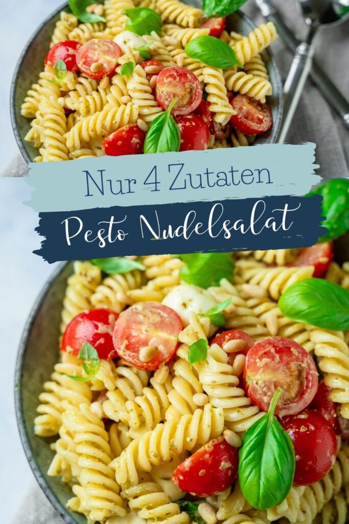 Lecker & schnell gemacht. Der Nudelsalat mit Basilikumpesto, Mozzarella und Tomaten ist in weniger als 15 Minuten fertig - mit nur 4 Zutaten.