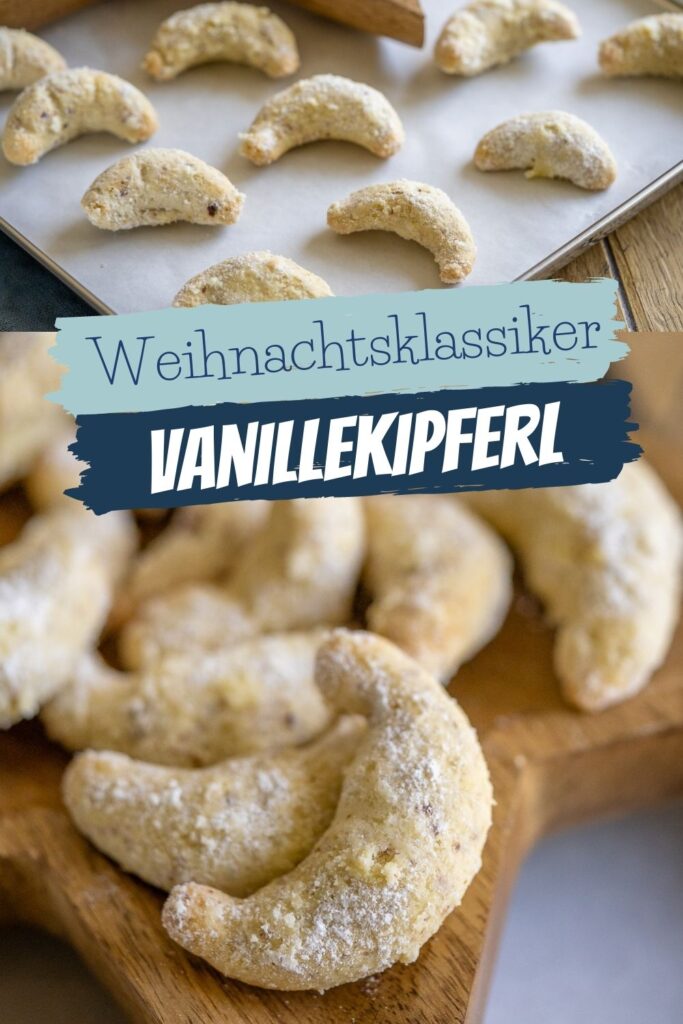 Vanillekipferl sind ein Klassiker in der Weihnachtszeit. Das zarte Buttergebäck mit Vanillegeschmack schmeckt super lecker und ist ganz einfach zu backen. #weihnachten #weihnachtsrezepte #kekse