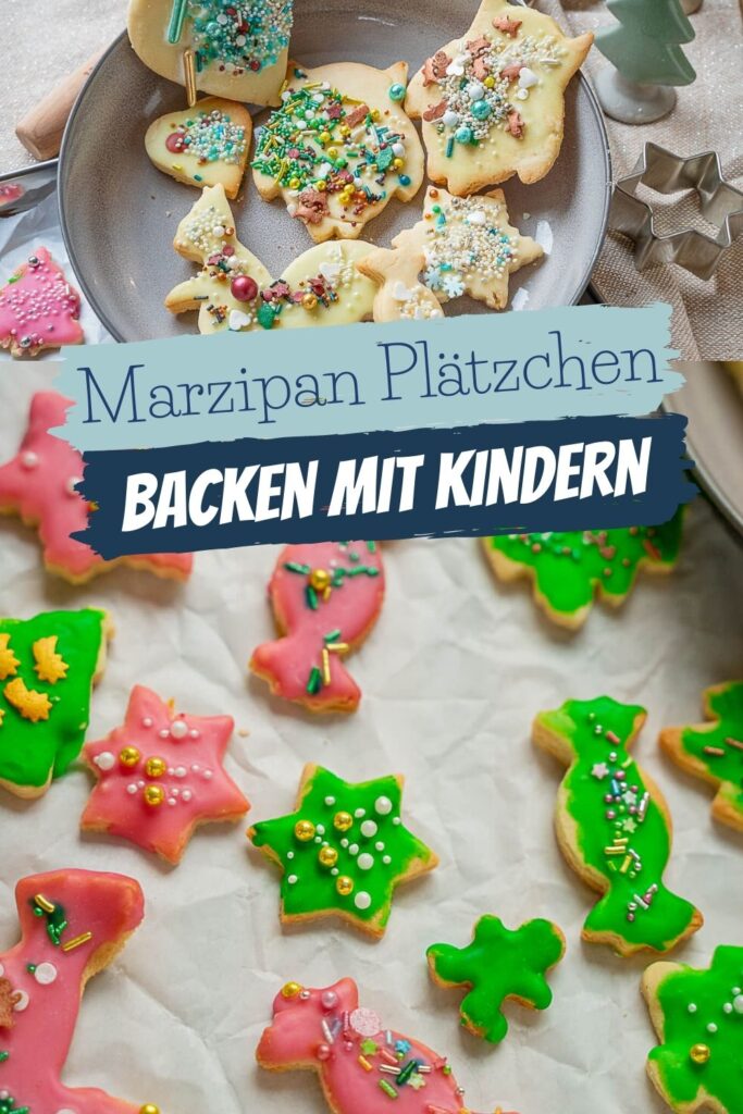 Das perfekte Weihnachtskeksrezept zum Backen mit Kindern - diese Marzipan Plätzchen sind toll zum Ausstechen sind dazu noch richtig lecker.