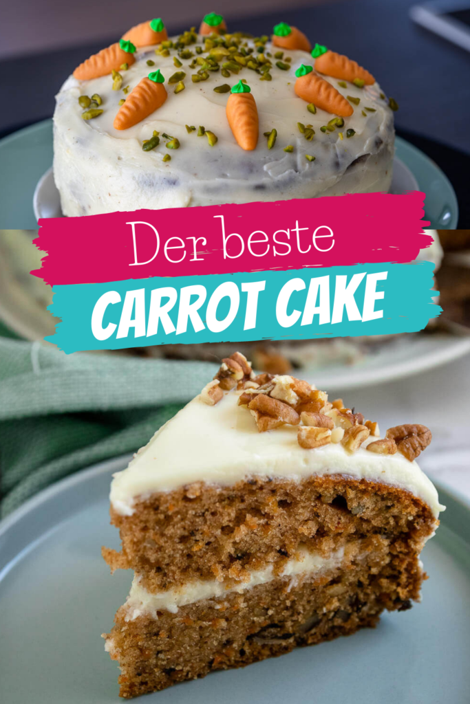 Der beste Carrot Cake der Welt - schmeckt super saftig und steckt voller Nüsse. Mit super leckerem Frischkäse Frosting - es ist der perfekte Kuchen für das Osterfest