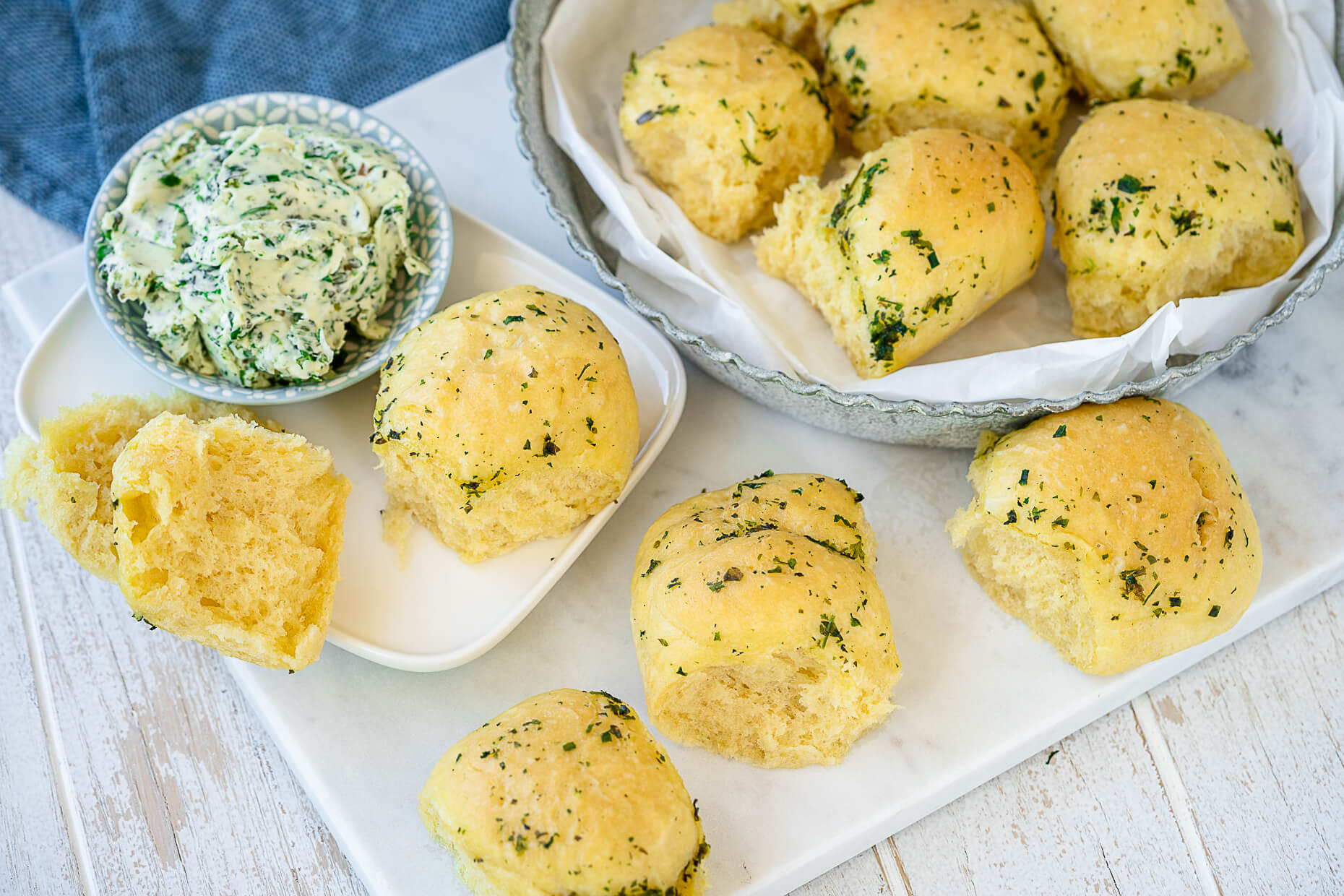 Weiche Knoblauch Brötchen - auch einfach vegan zu backen