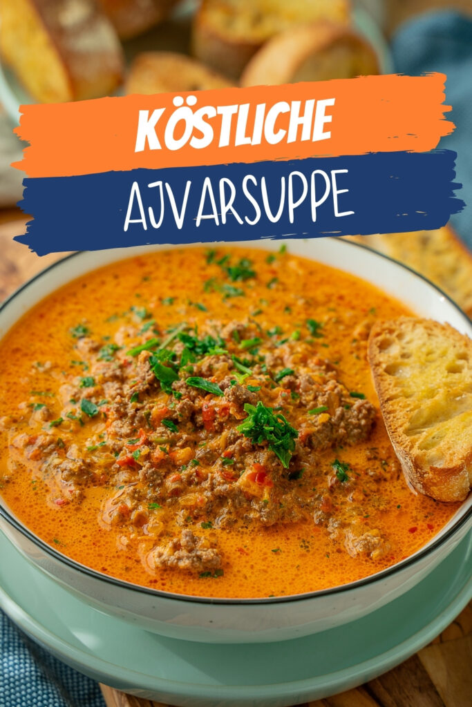 Diese aromatische Ajvar Suppe mit Hackfleisch ist super fix zubereitet und wird jedem schmecken, der es etwas würzig mag. Lecker!