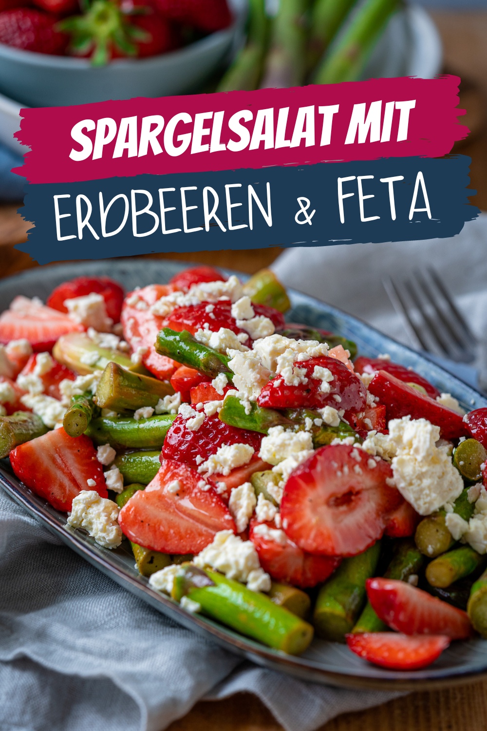Grüner Spargelsalat mit Erdbeeren und Feta - Einfach Malene Grüner Spargelsalat mit Erdbeeren und Feta - Einfach Malene