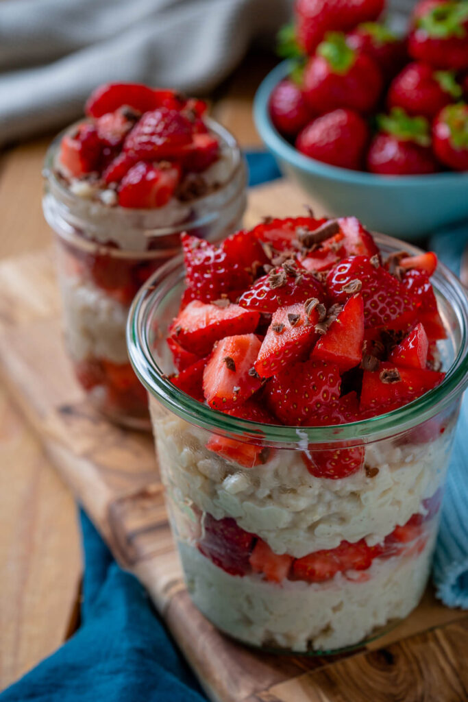 Milchreis vegan mir Erdbeeren - Sommerküche