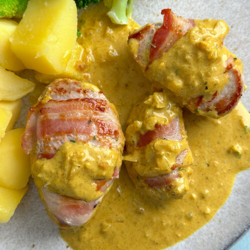 Schweinemedaillons Speck Curry