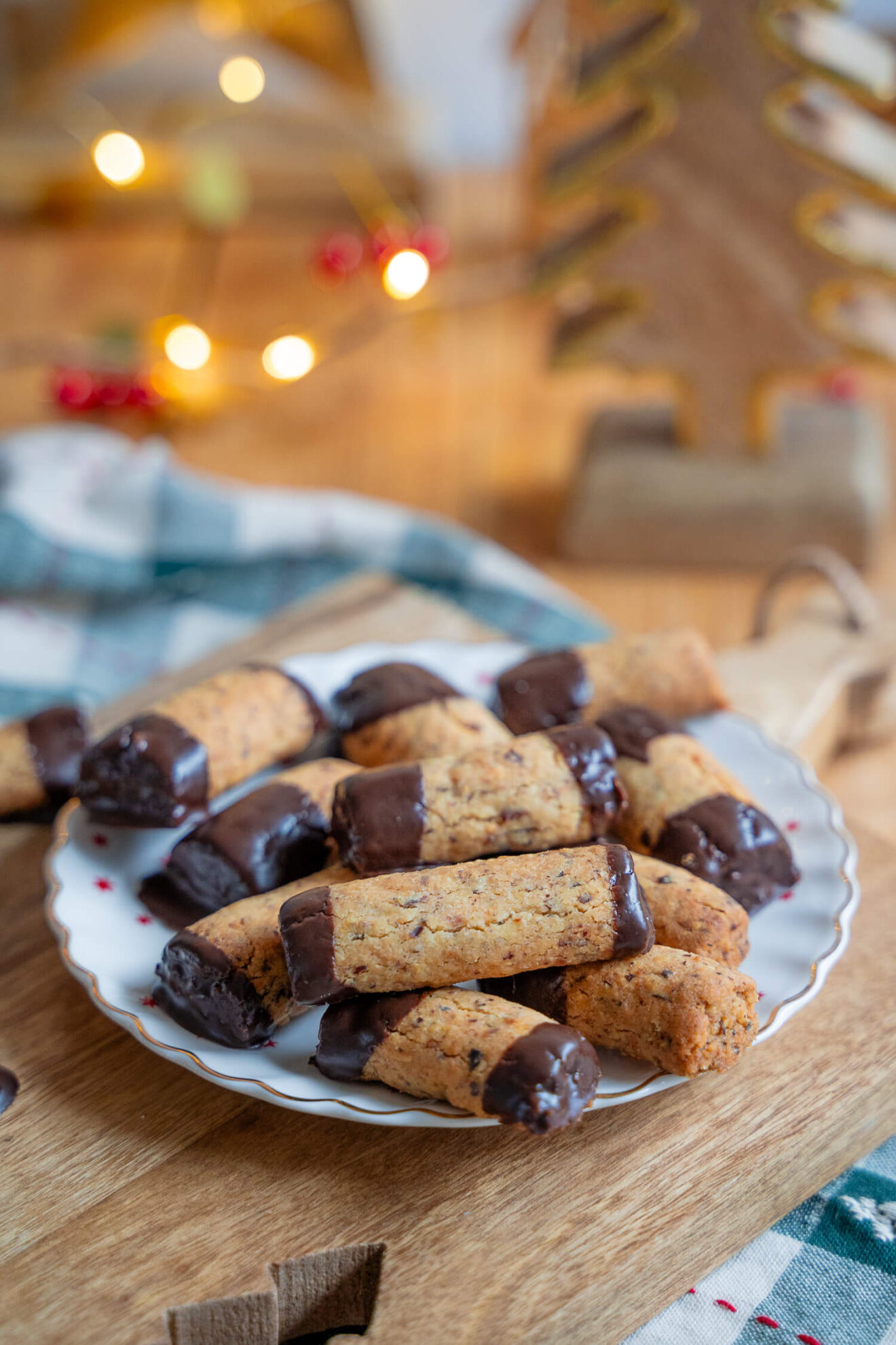 Nusstangen mit Schokolade - schnelle Weihnachtsplätzchen backen