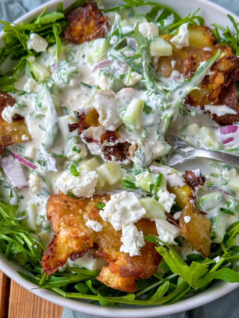 Mega knuspriger Kartoffelsalat mit Joghurtdressing