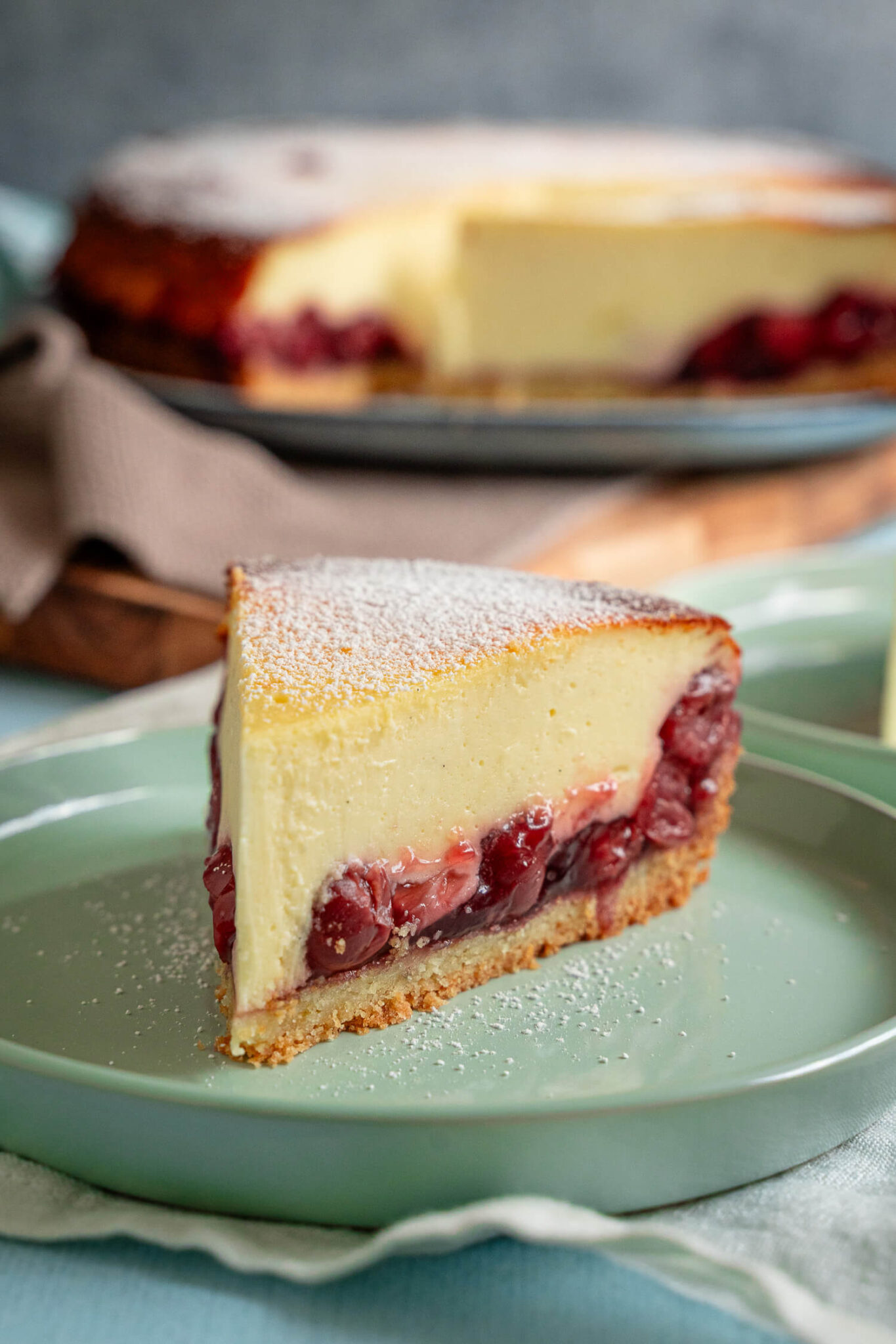 Leckeres Rezept für Käsekuchen mit Kirschen - einfache Kuchen
