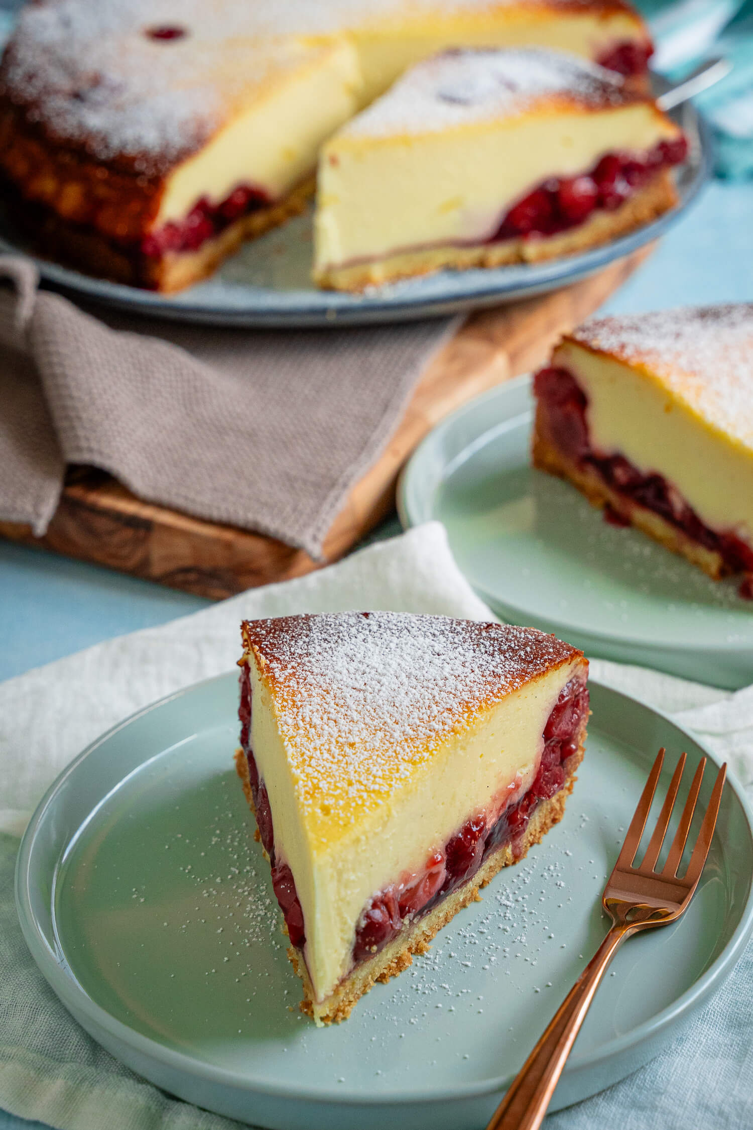 Leckeres Rezept für Käsekuchen mit Kirschen - einfache Kuchen