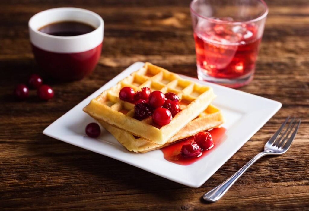 Waffeln mit Kirschen