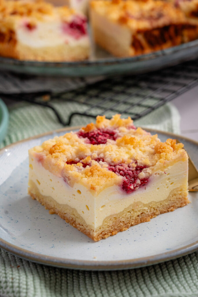 Quark-Himbeer-Kuchen mit Butterstreuseln