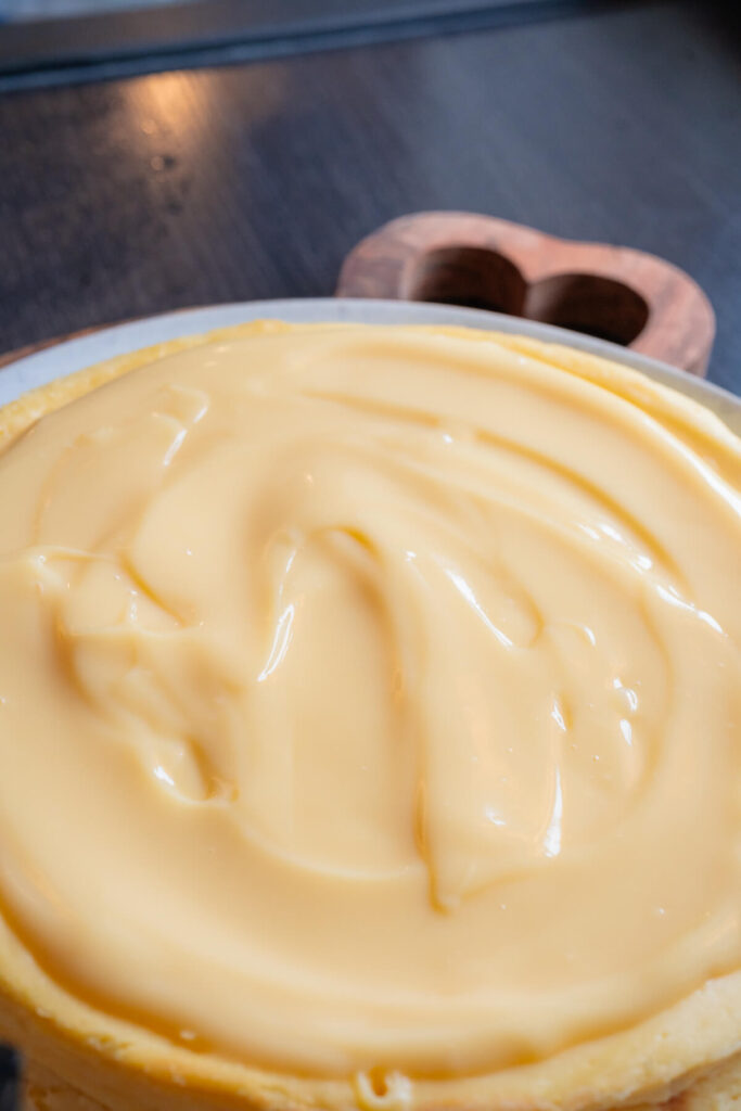 Pudding auf dem New York Cheesecake