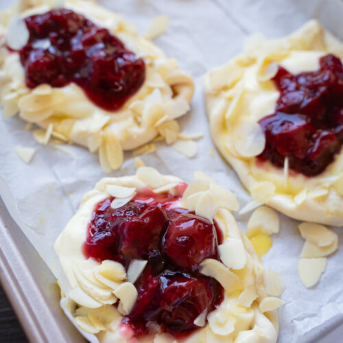 Blätterteig Pudding Kirsch Taschen