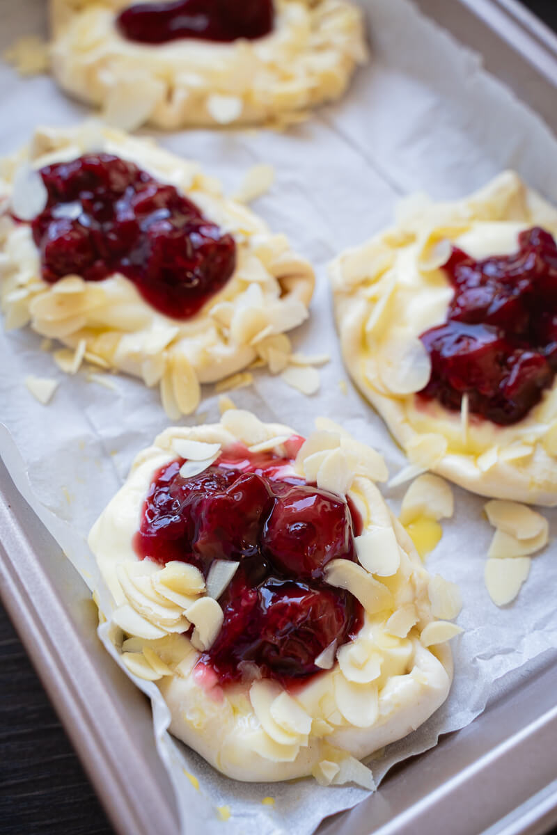 Blätterteig Pudding Kirsch Taschen