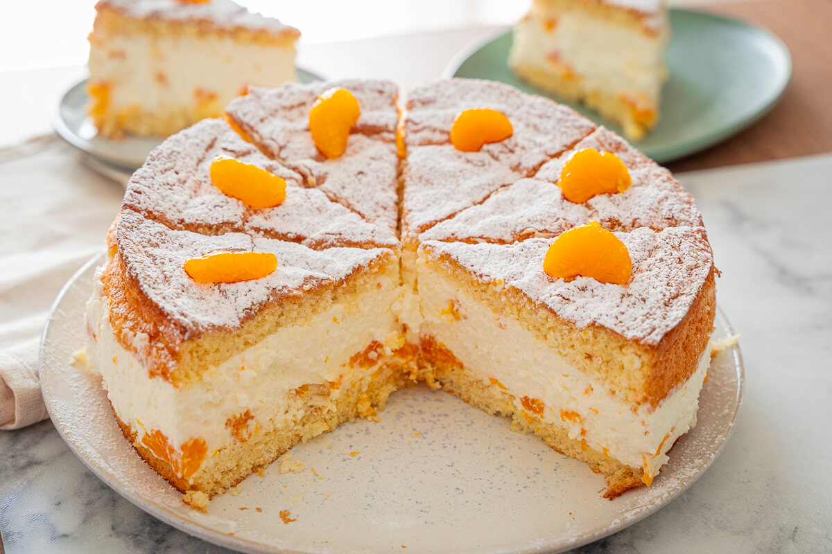 Käsesahne Torte mit Mandarinen