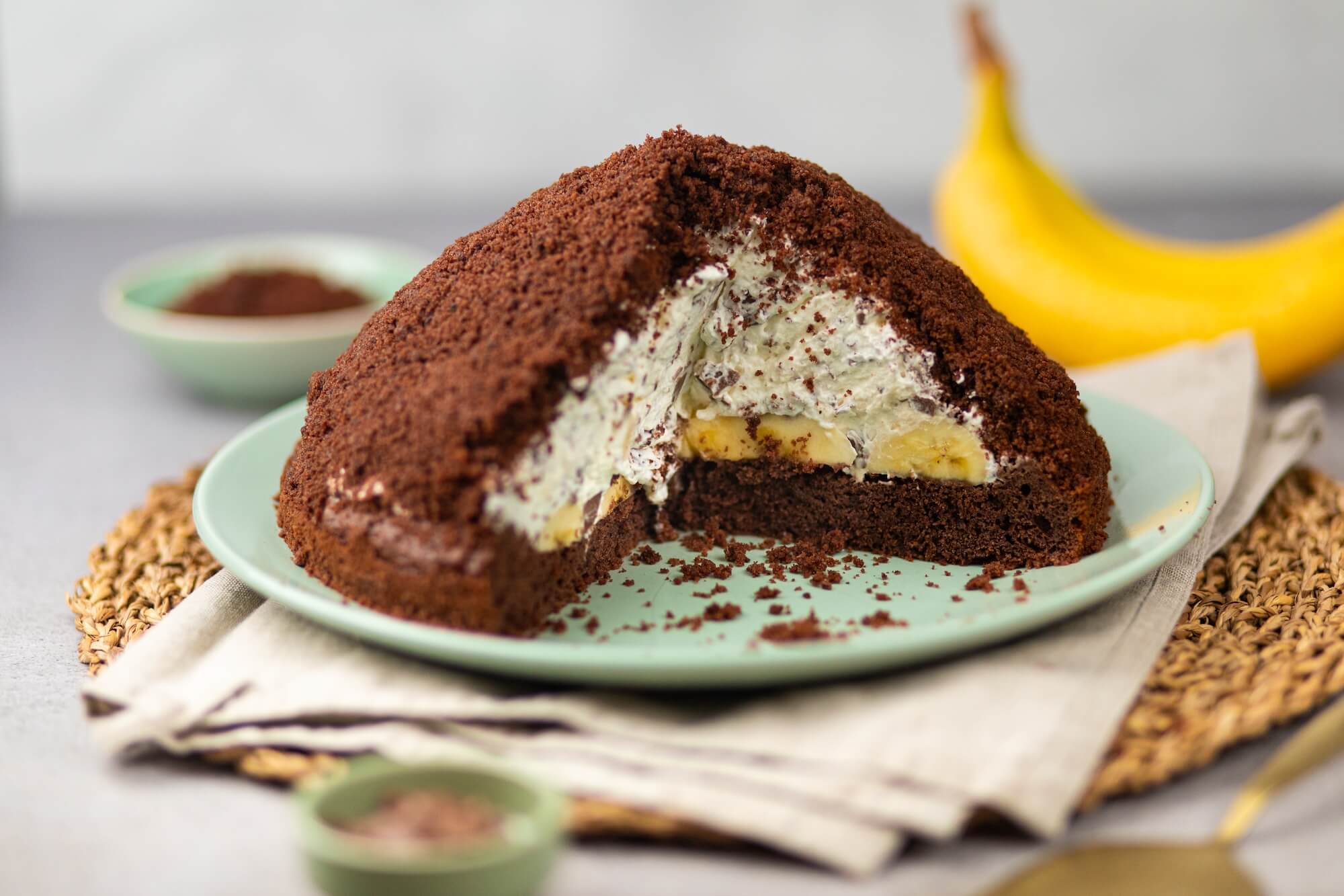 Maulwurfkuchen mit Banane und Schokolade
