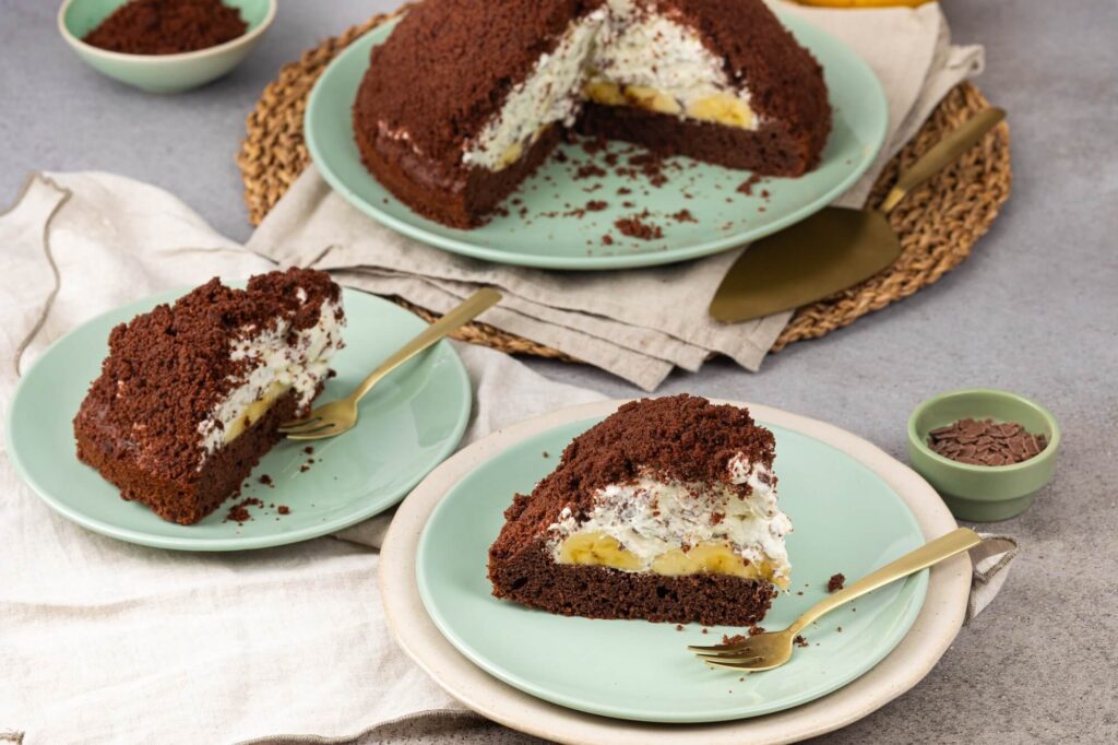 Maulwurfkuchen mit Banane und Schokolade