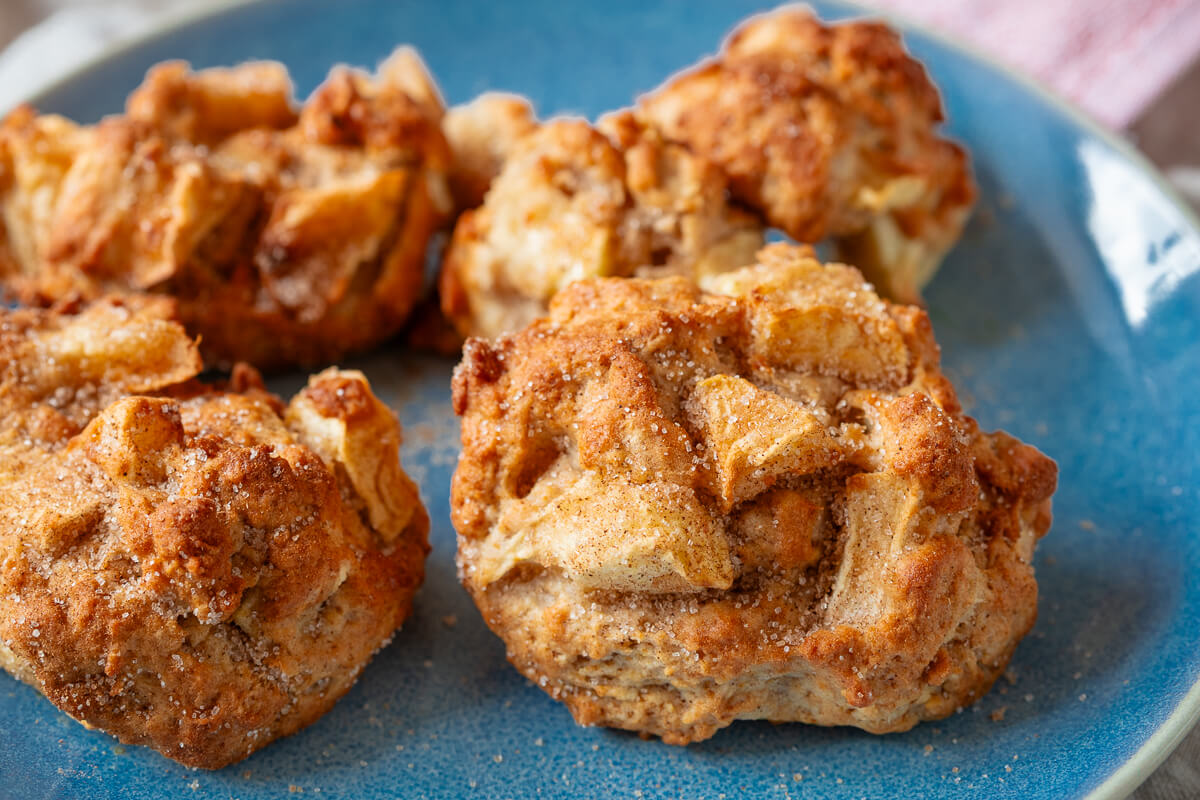 Apfel Wölkchen Airfryer mit Quark Öl Teig und Zimt und Zucker